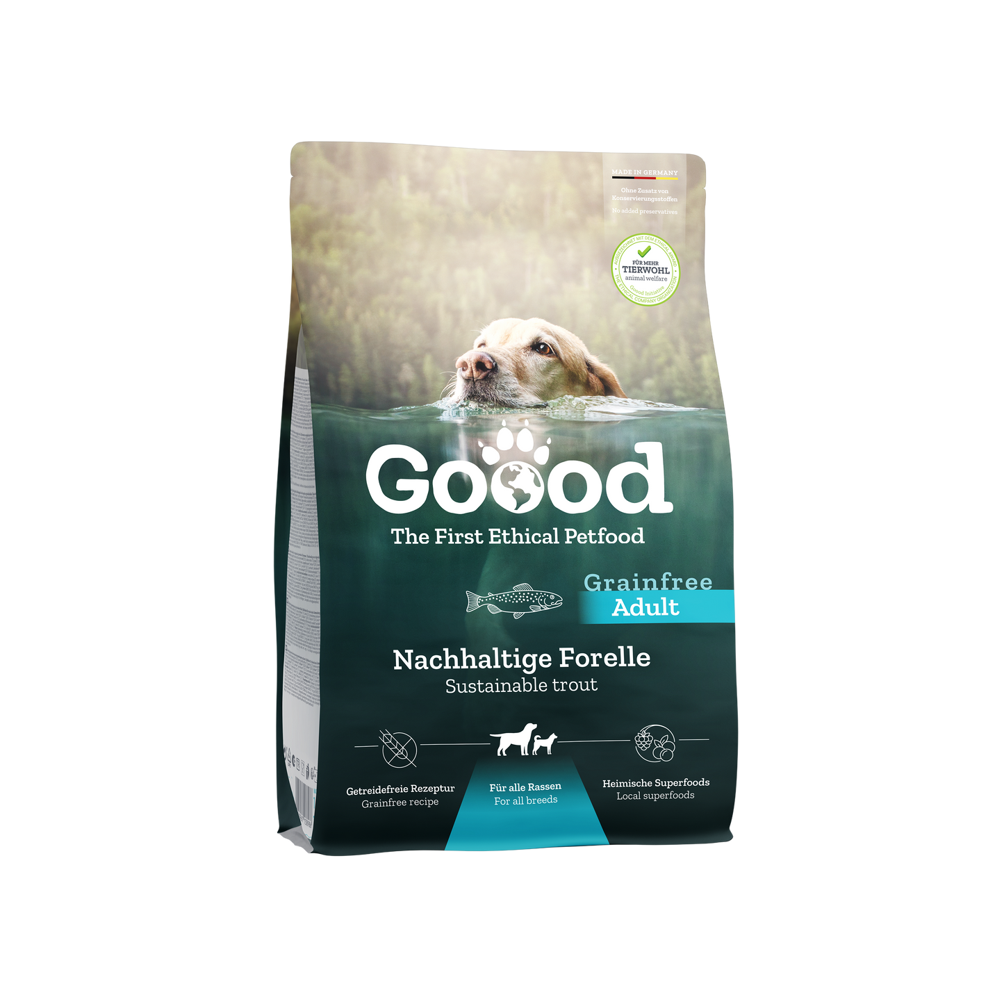 Sustainable trout dog food